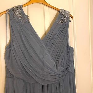 Monsoon Mischa Embellished Tulle Bridesmaid Dress in Grey - Size 18 US